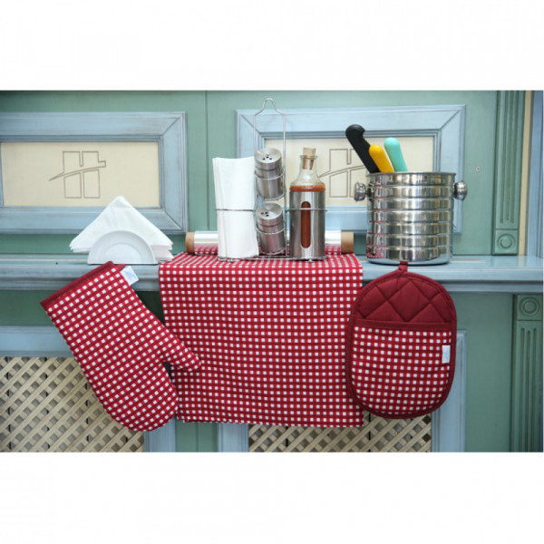 Kuhinjski set Vanja crveno-bijele kockice
